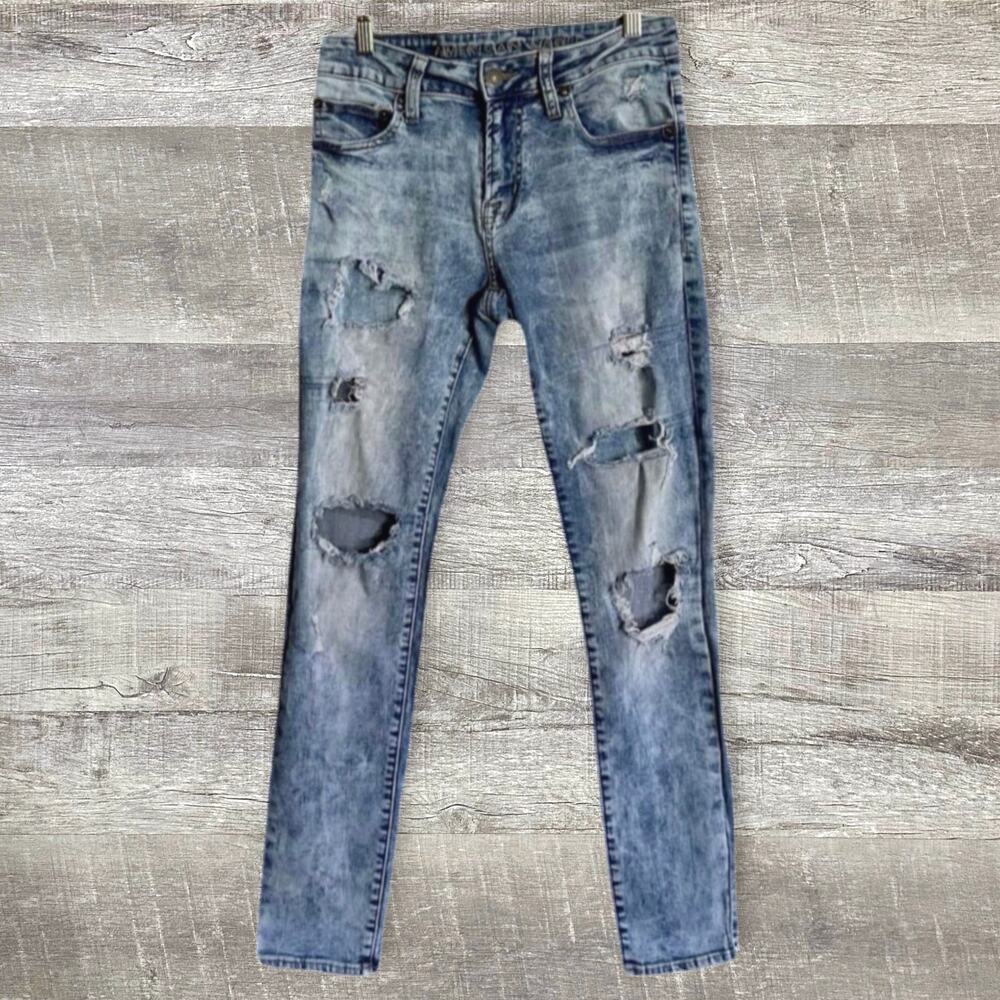 American Eagle AEO Destroyed Light Denim Jeans Mens 29 (28X28) Skinny Stretch